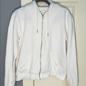 White hoodie zip-up H&M medium